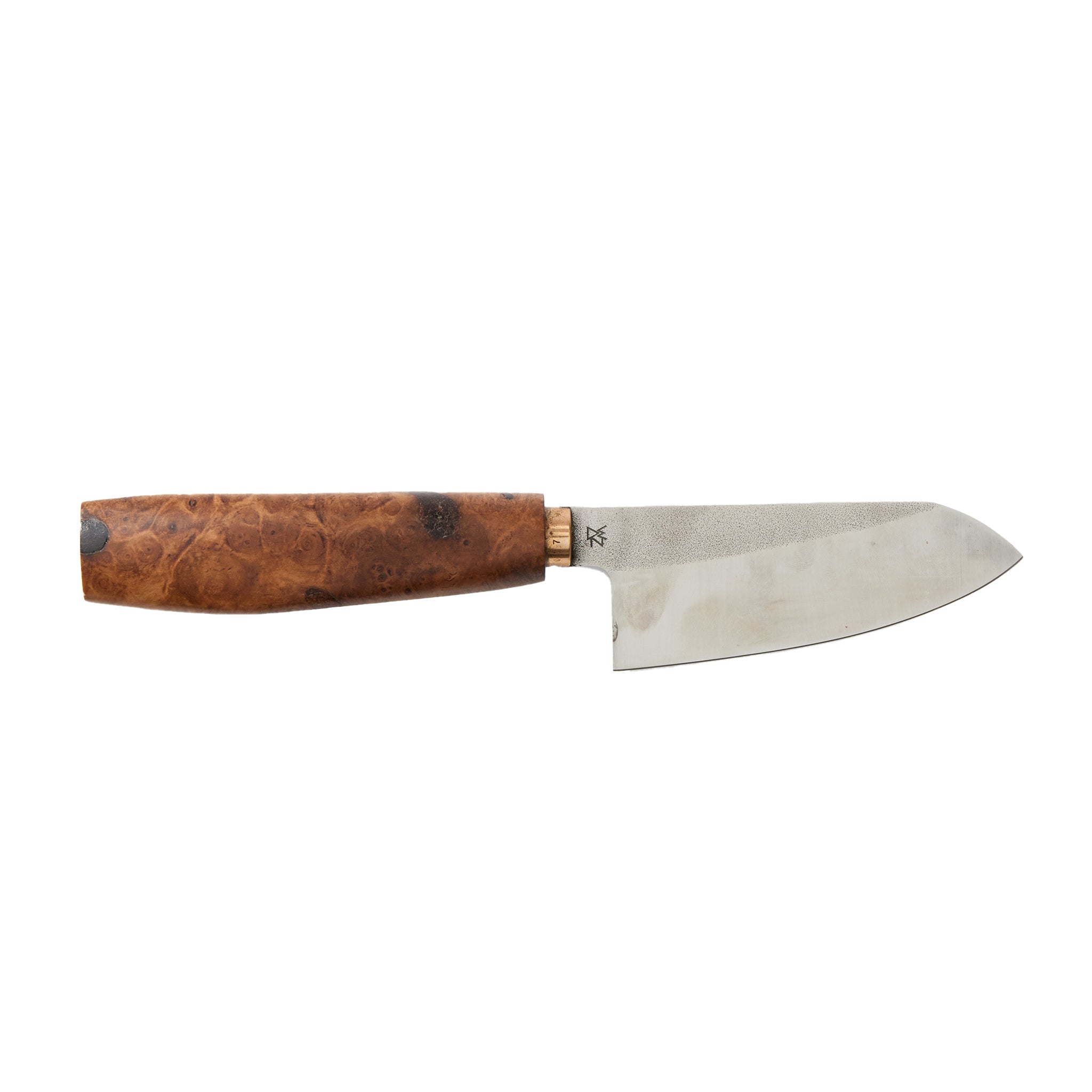 a knife with a wooden handle on a white background