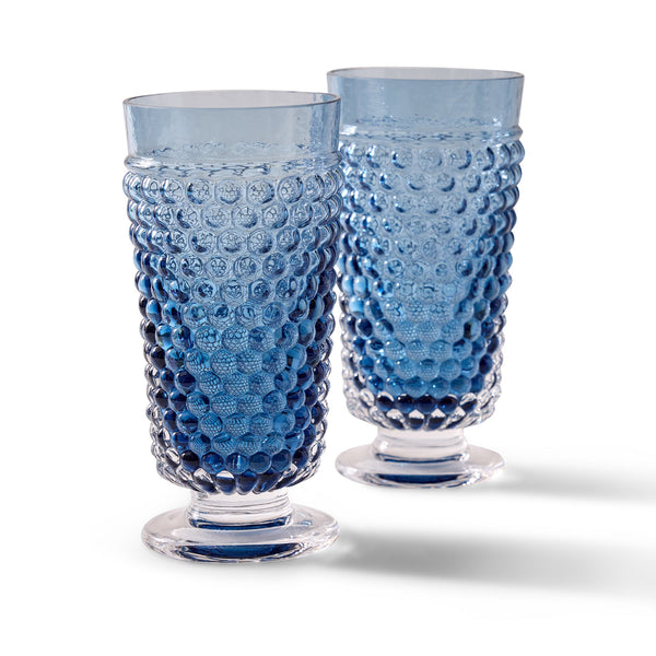 Blue Smoke Hobnail Goblet Set of 2 - Handcrafted Design