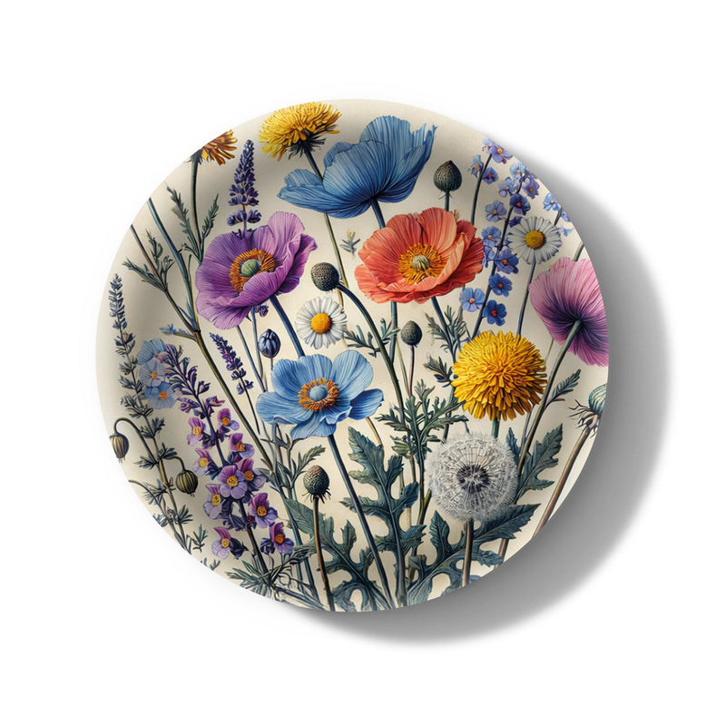 Vibrant Bloom Decorative Birchwood Tray - Mini Round - Set of 2