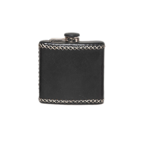 Handcrafted Leather Wrapped Flask - Black