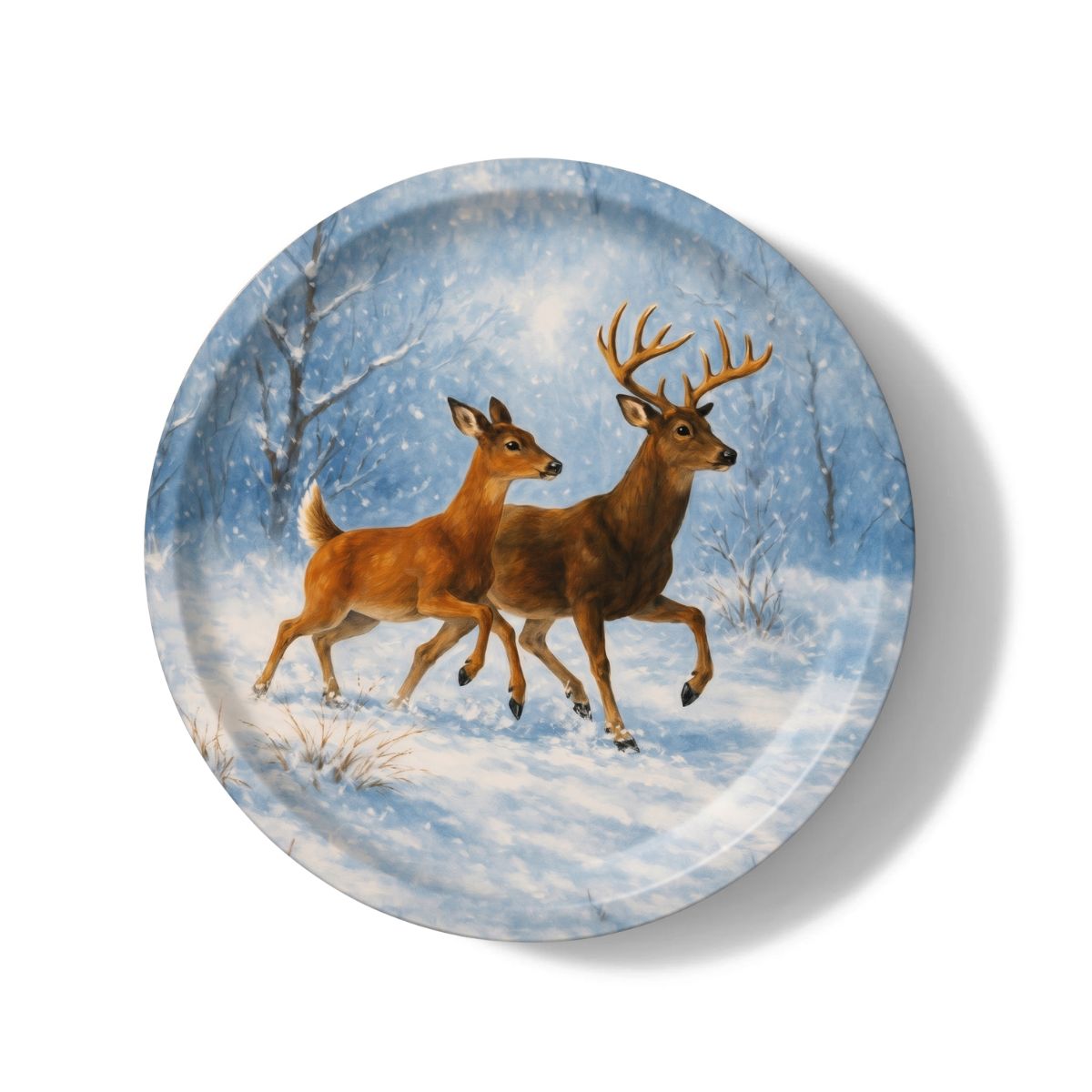 Winter Passage Decorative Birchwood Tray - Mini Round - Set of 2