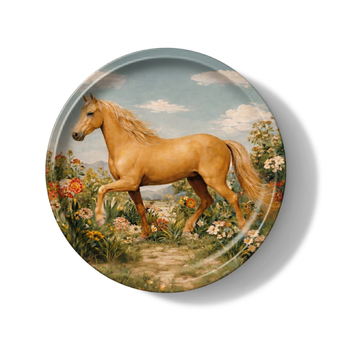 Golden Mare Decorative Birchwood Tray - Mini Round - Set of 2