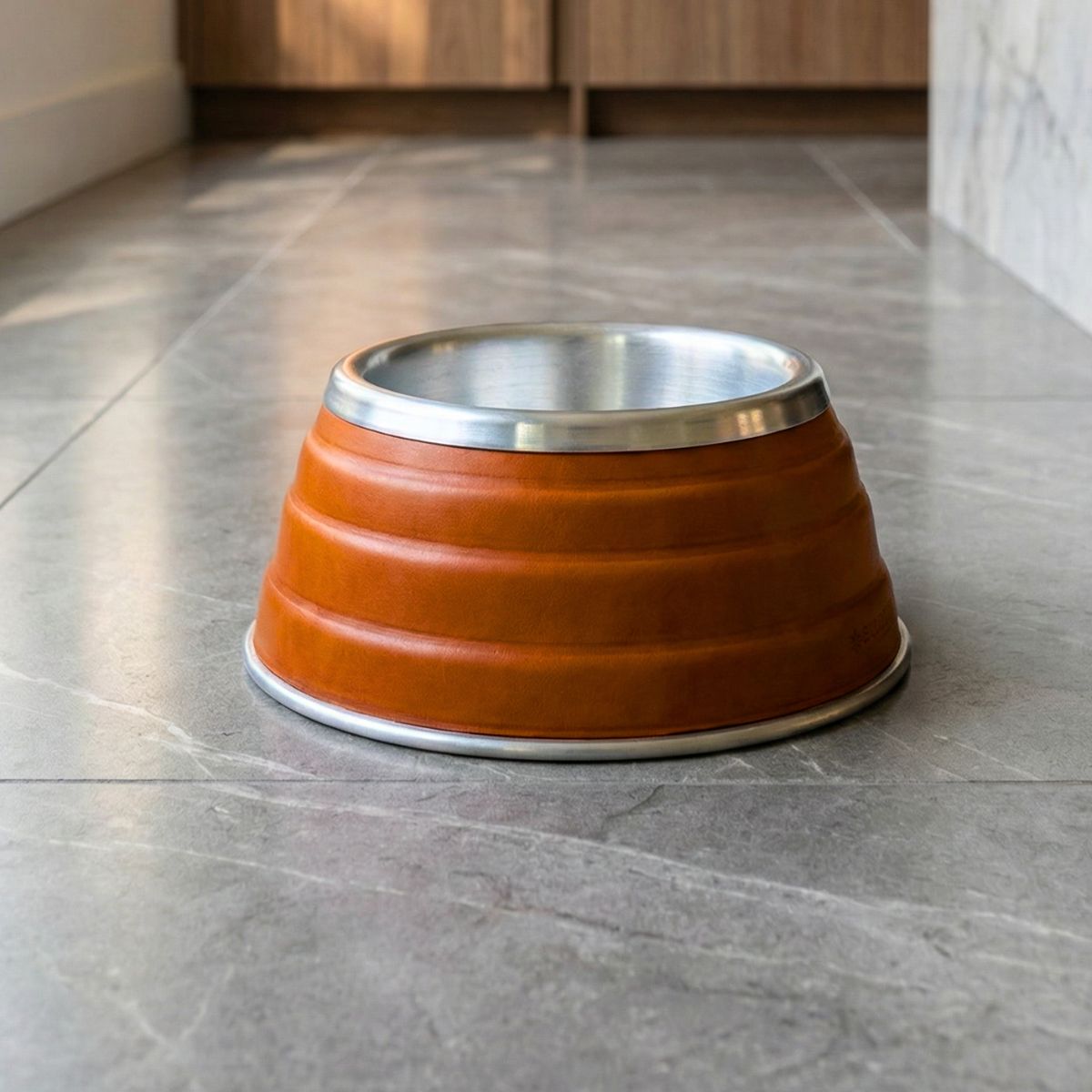 Leather Pet Bowl - Natural