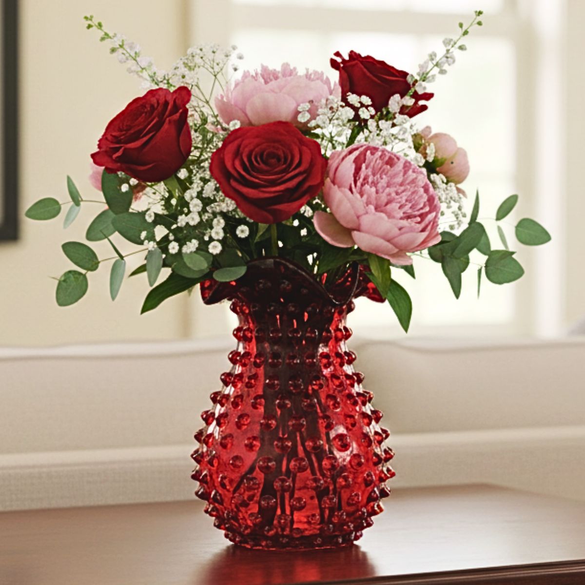 Hobnail Vase - Petal - Holly Berry