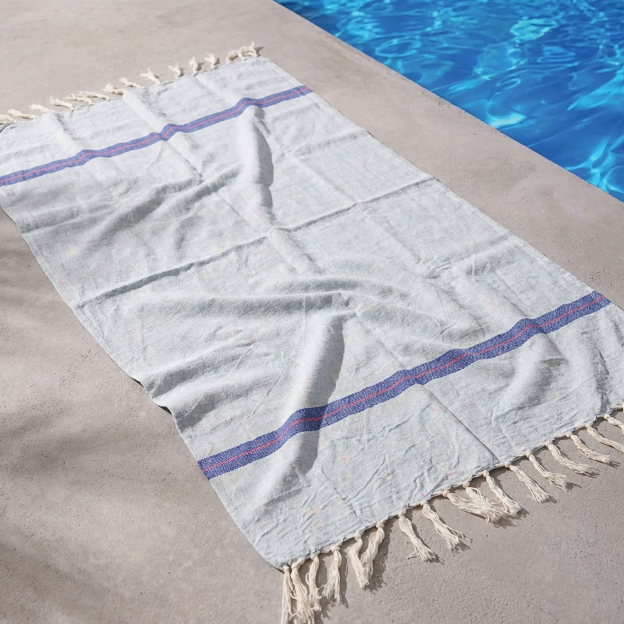 Turkish Linen Beach Towel - Blue
