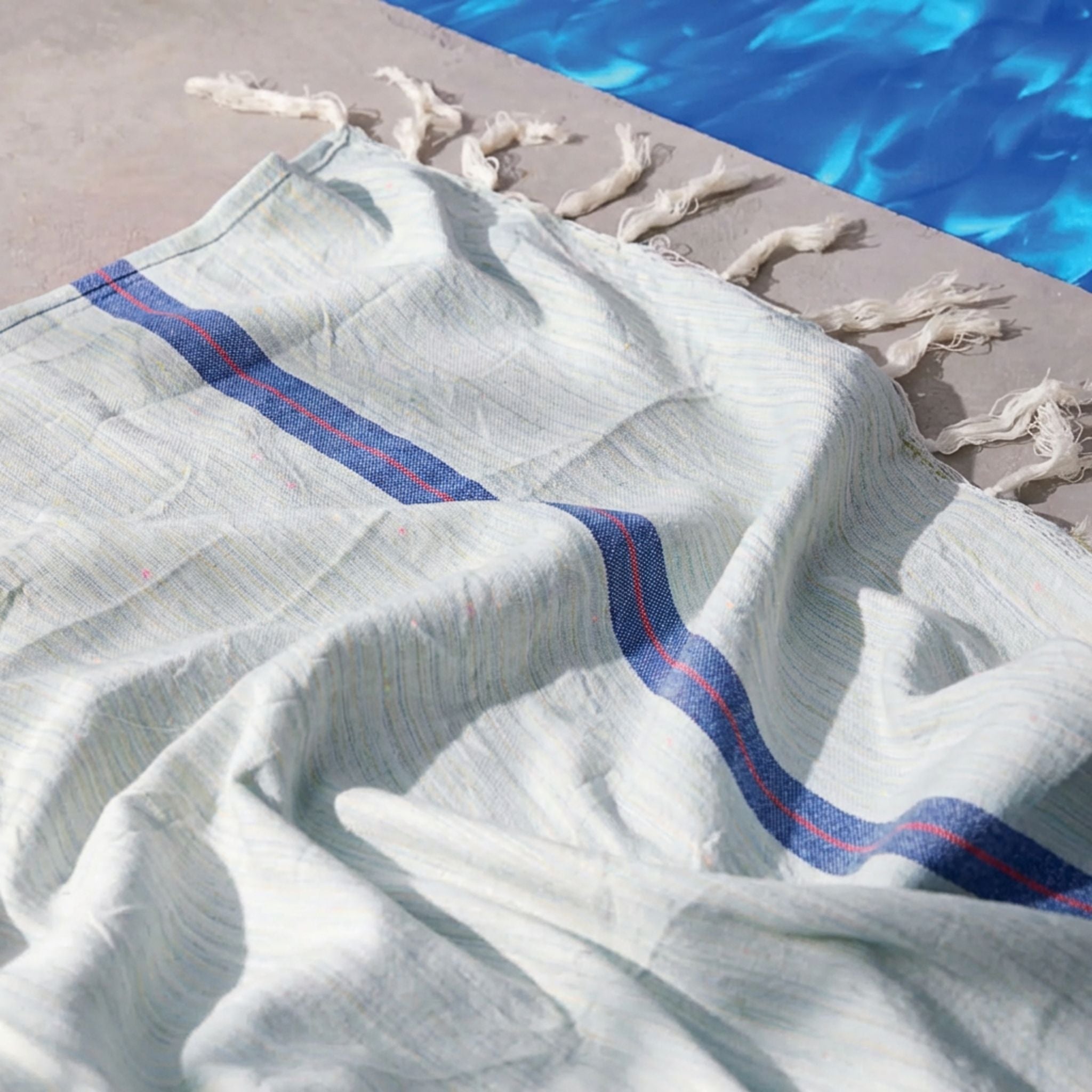 Turkish Linen Beach Towel - Blue