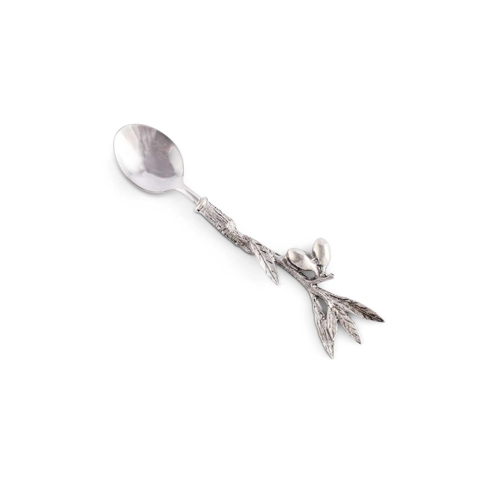a spoon with a leaf design on it