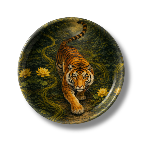 Wandering Tiger Decorative Birchwood Tray - Mini Round - Set of 2