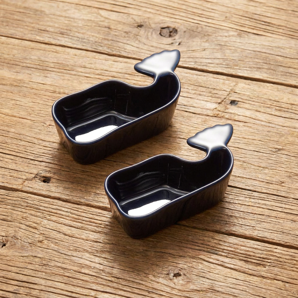 Nantucket Whale Condiment Cups – Set of 2 - Navy