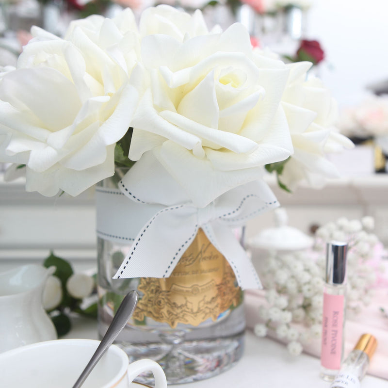 Luxury Grand Bouquet Clear Glass - Gold badge - Ivory White | Côte Noire