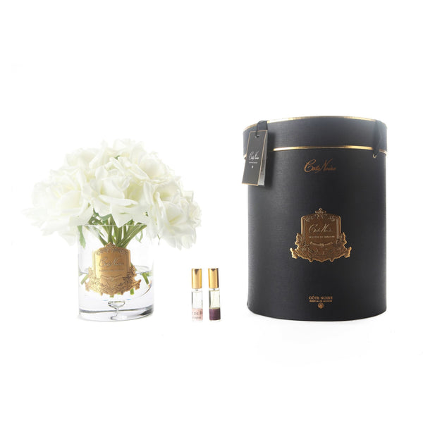 Luxury Grand Bouquet Clear Glass - Gold badge - Ivory White | Côte Noire