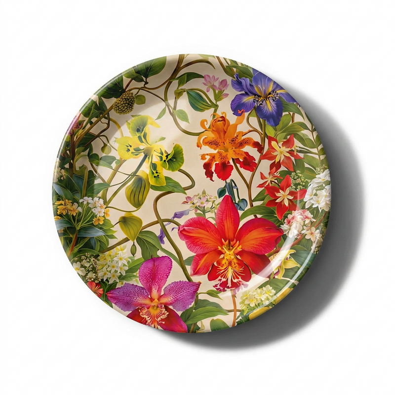 Wild Orchid Decorative Birchwood Tray - Mini Round - Set of 2